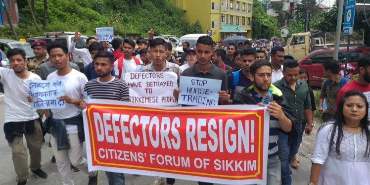 Strong protest in Sikkim against defection of legislators