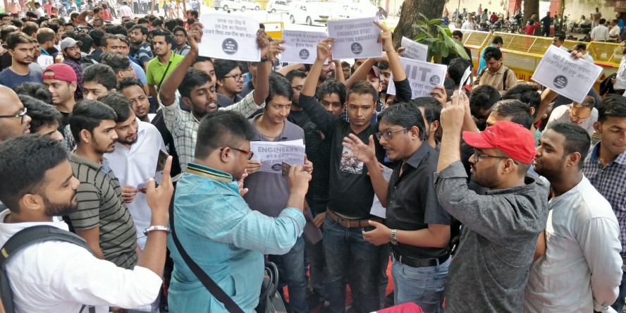 M.Tech Students protest against Fee Hike in IIT