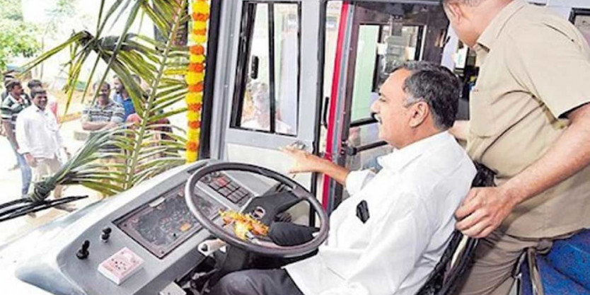 MLA Gandra Venkataramana Reddy turns as RTC bus driver
