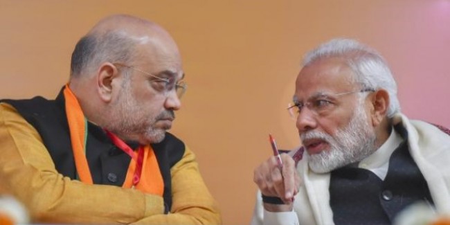 पांच साल में पहली बार प्रेस कॉन्फ्रेंस में पीएम मोदी, अमित शाह बोले- अबकी बार जबरदस्त जीत