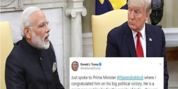 जीत की बधाई देते हुए डोनाल्ड ट्रंप ने कहा- भारतीय भाग्यशाली हैं कि उनके पास मोदी हैं