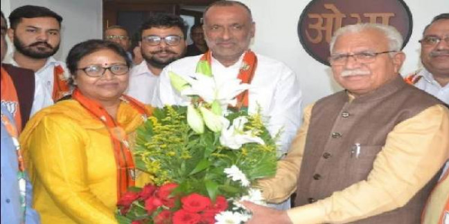 हरियाणा महिला कांग्रेस की महासचिव अंजलि बंसल भाजपा में शामिल
