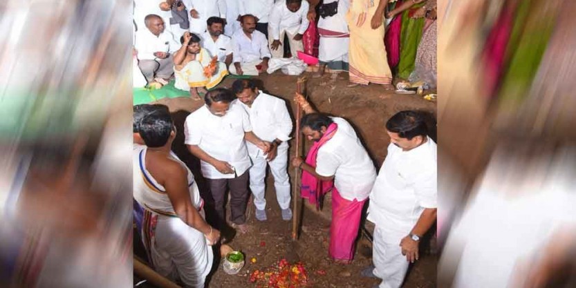 Srinivas goud launches ground breaking ceremony for TRS party office