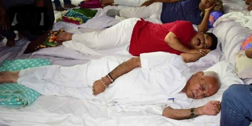 BS Yeddyurappa, BJP leaders staged Dharna against JSW land deal in Bangalore