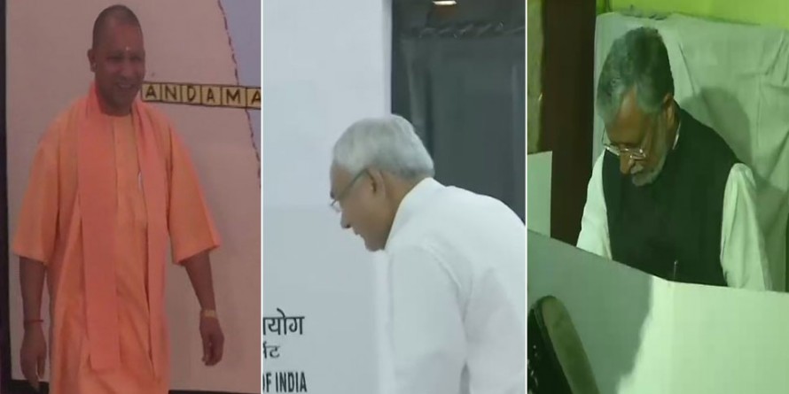 लोकसभा चुनाव : आखिरी चरण का मतदान जारी, CM योगी, नीतीश कुमार और सुशील मोदी ने डाला वोट